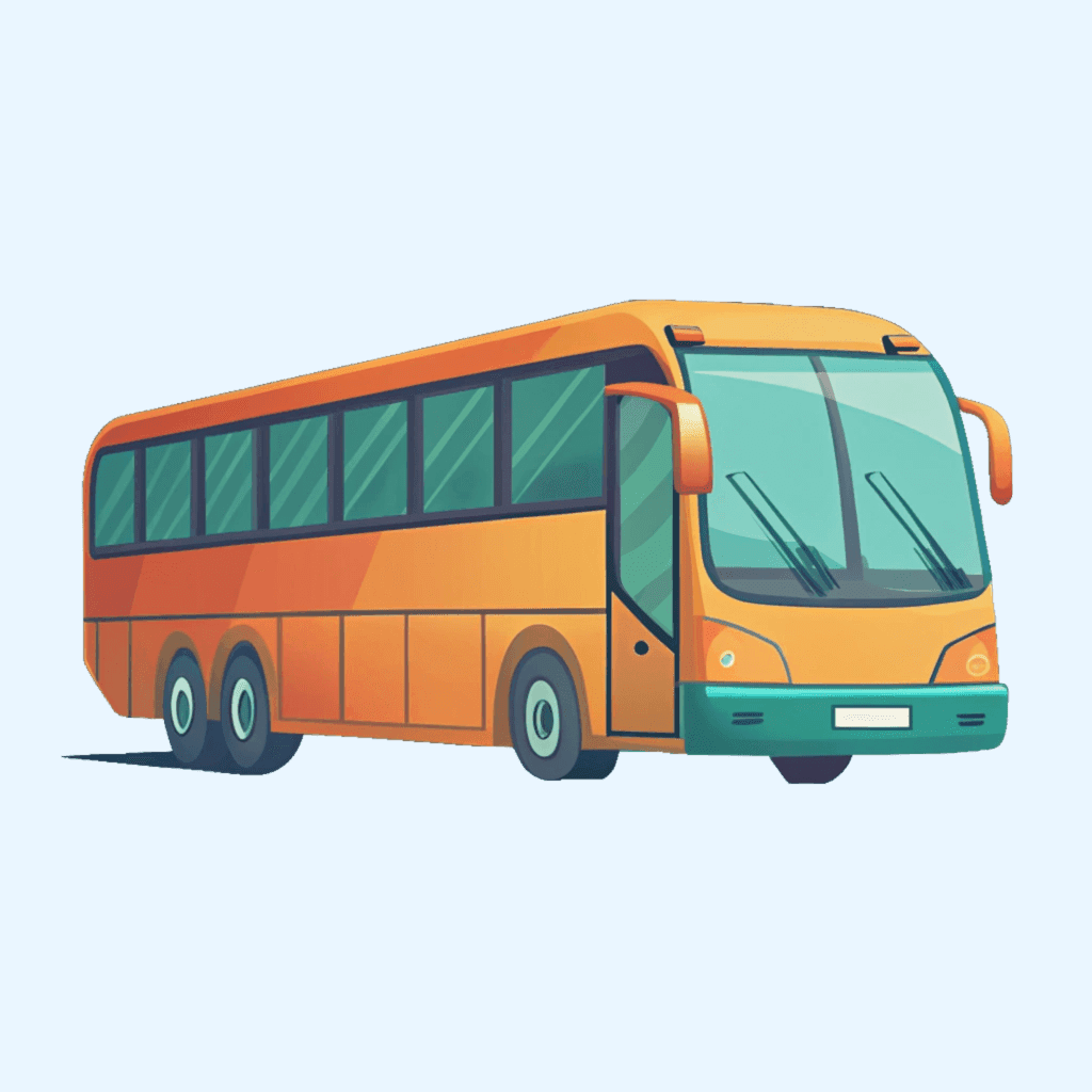 Digital illustration of an orange bus