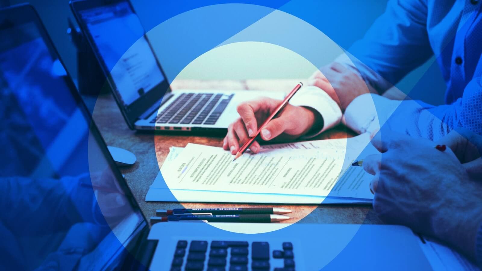 checking resumes blue