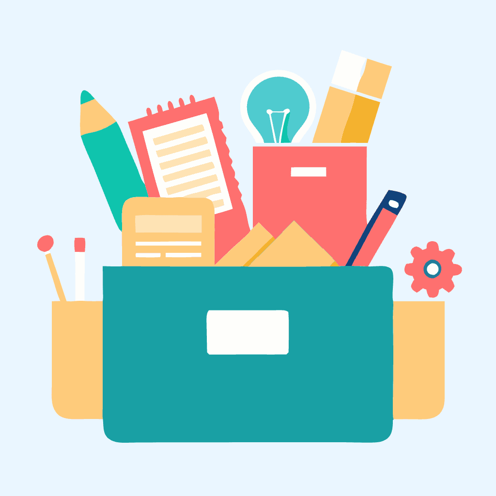 box with office supplies