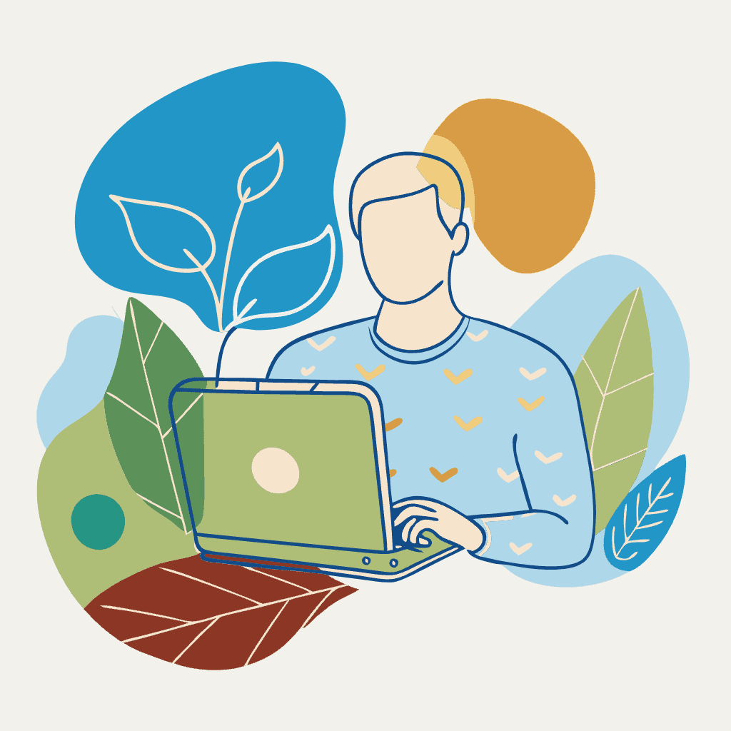 person sitting behind a laptop