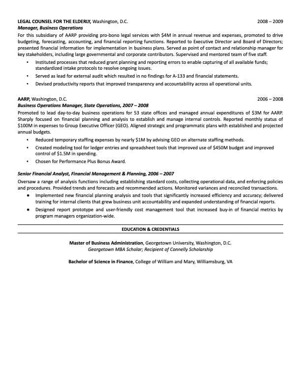 Finance Director resume example page 2