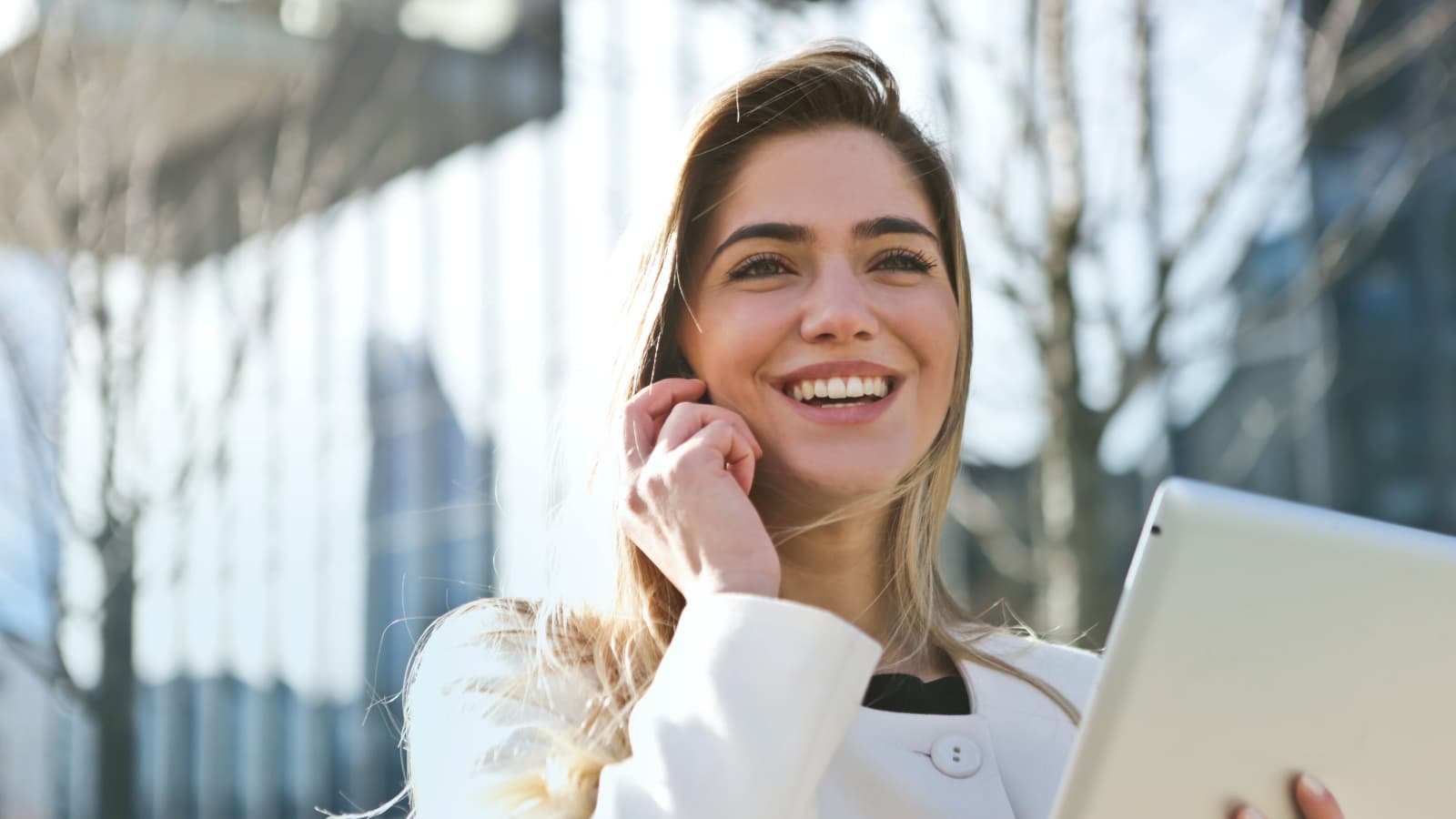 Woman outdoors on phone