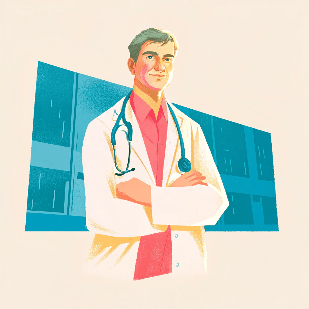 Doctor standing in front of a building