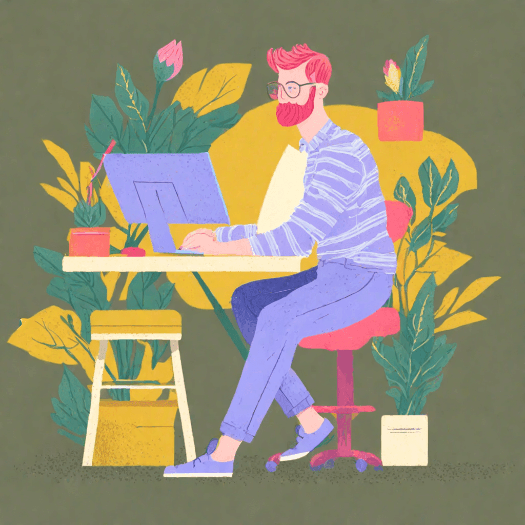 man sitting at his desk working on a computer