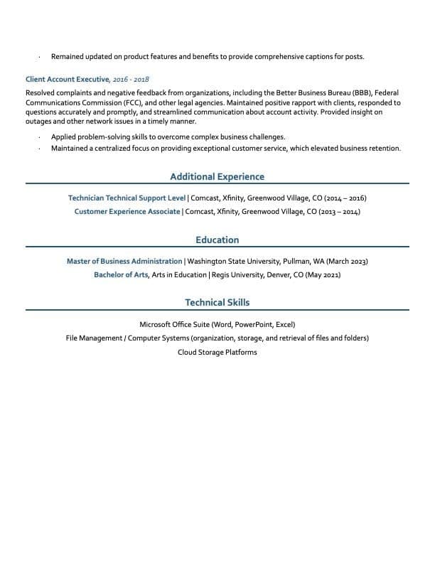Marketing Consultant resume example page 2