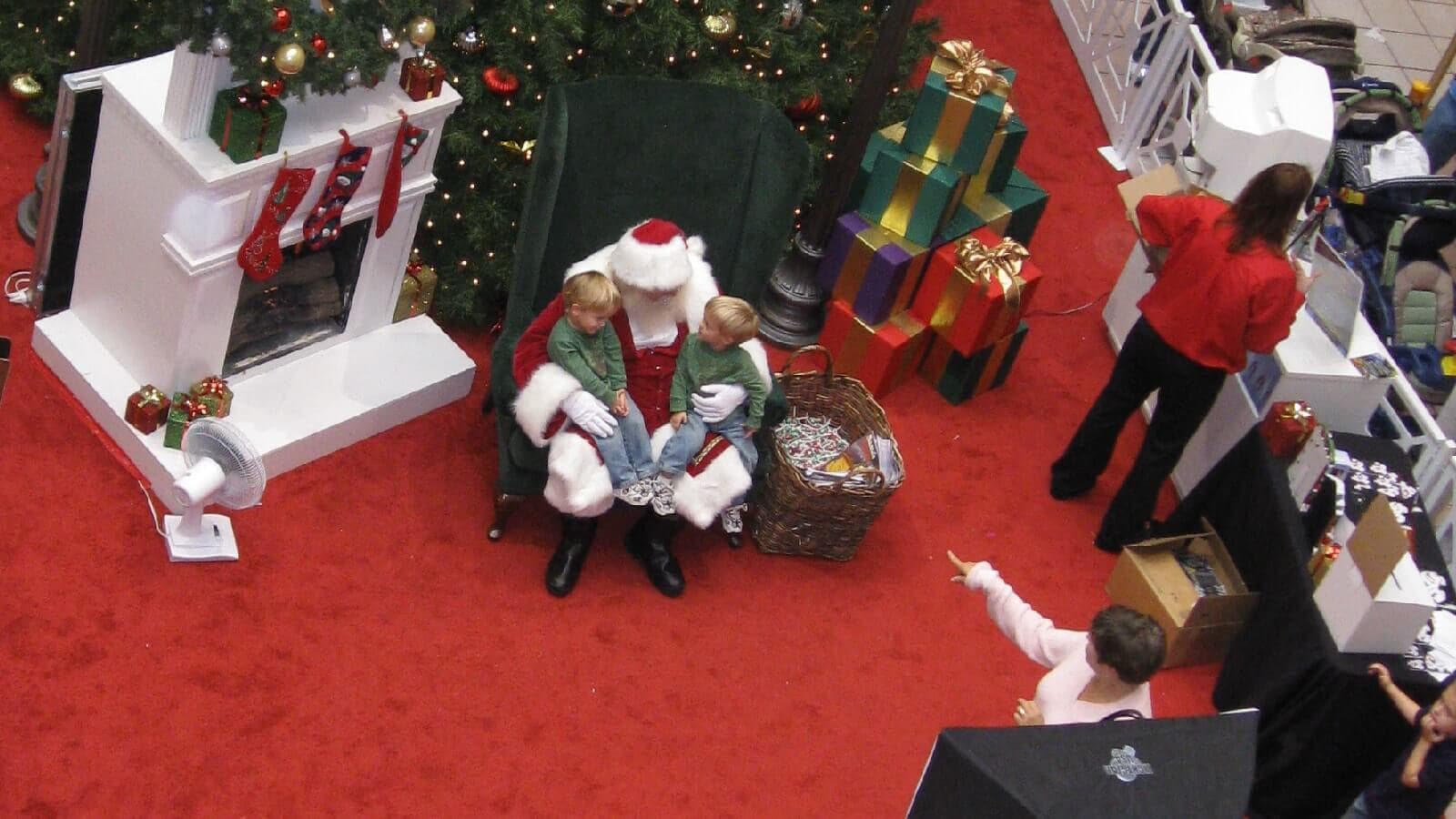 Children sitting on Santa's lap