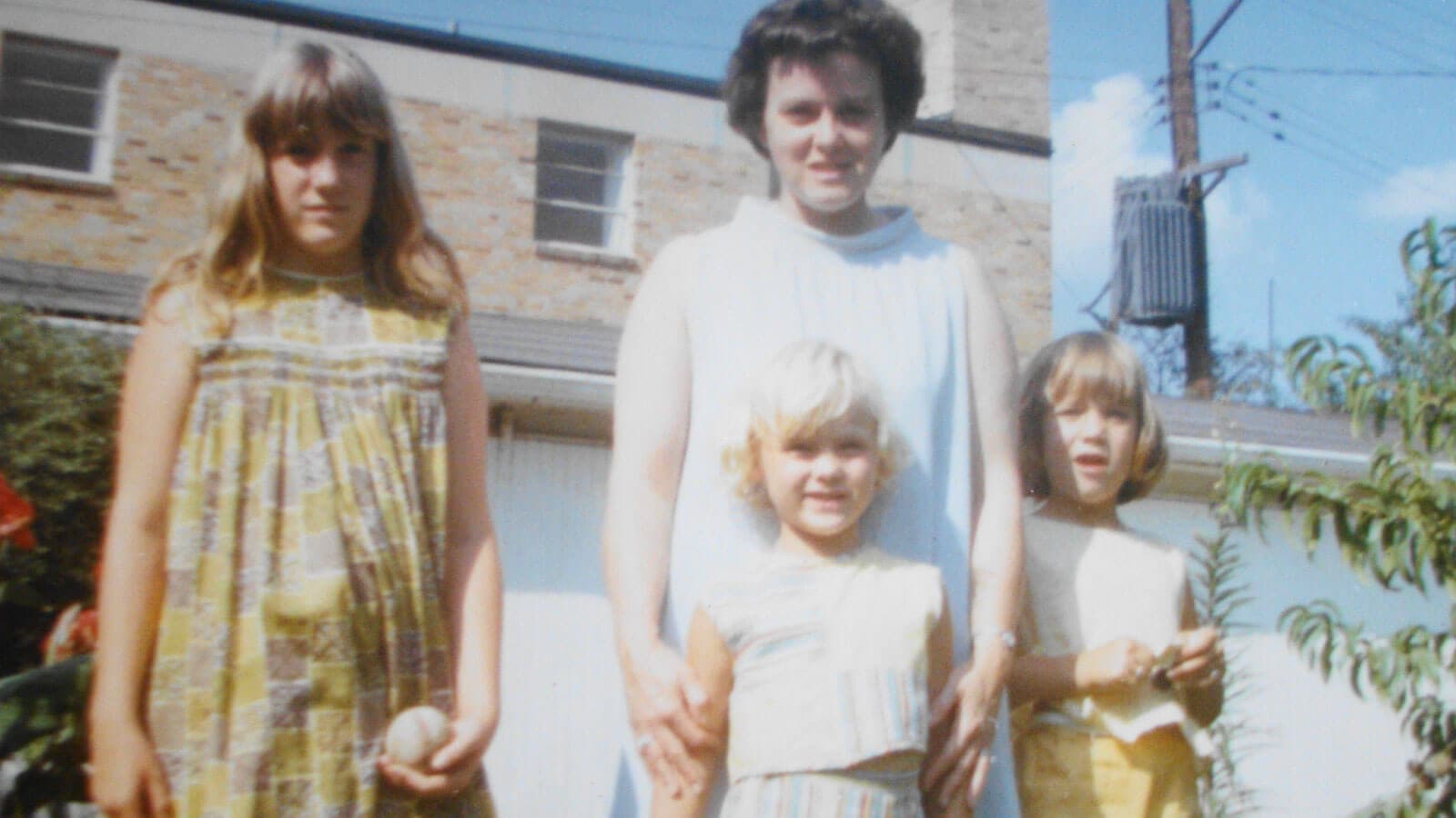 Vintage photo of mom and kids