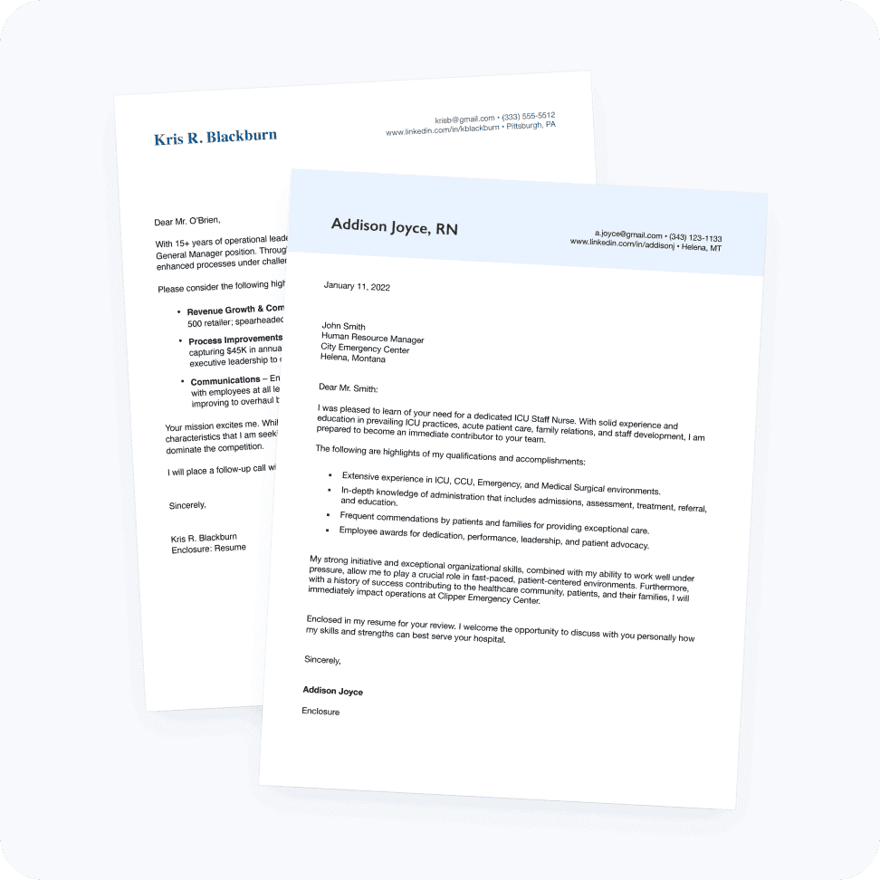 This package includes an expertly-written cover letter