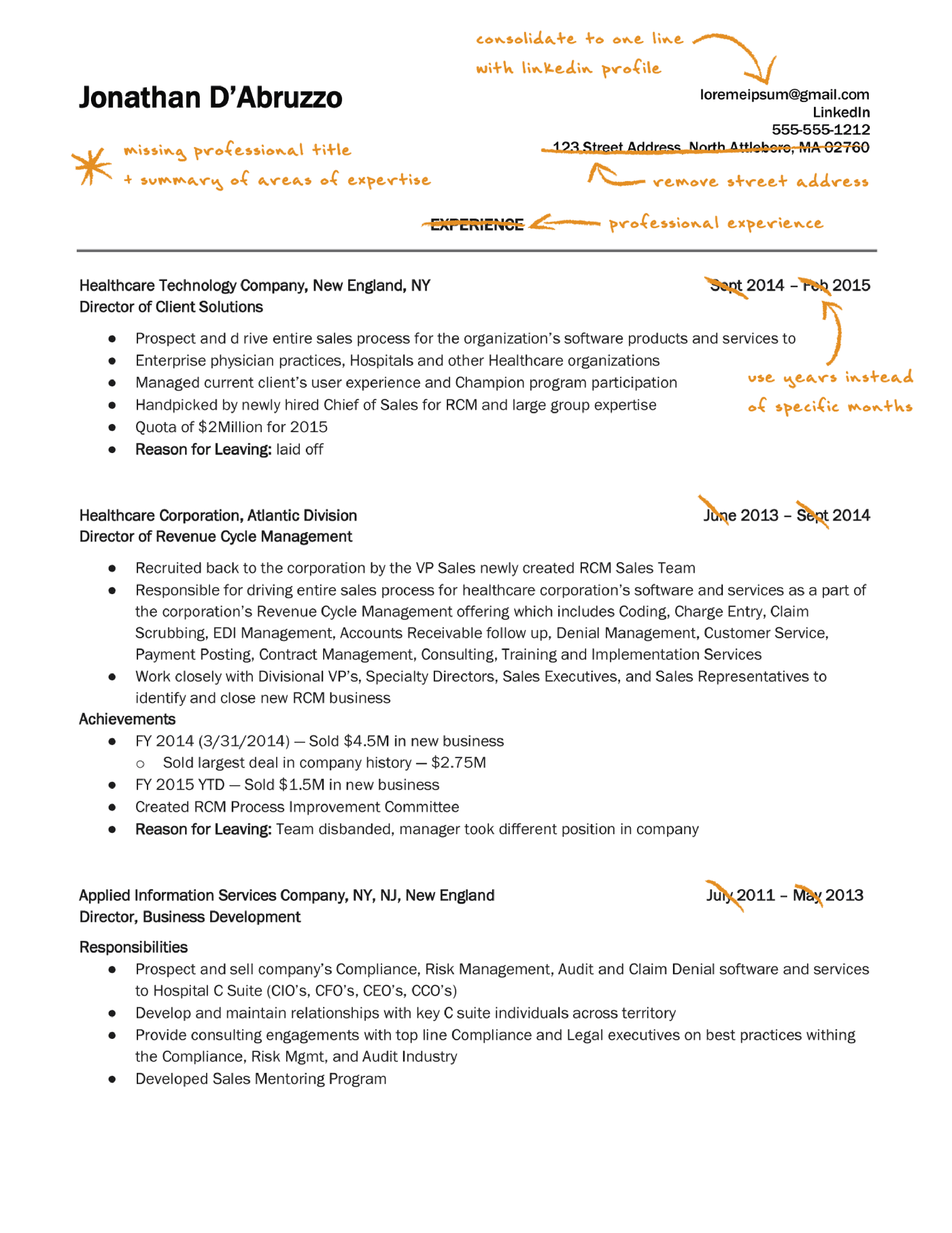 Jon’s resume before