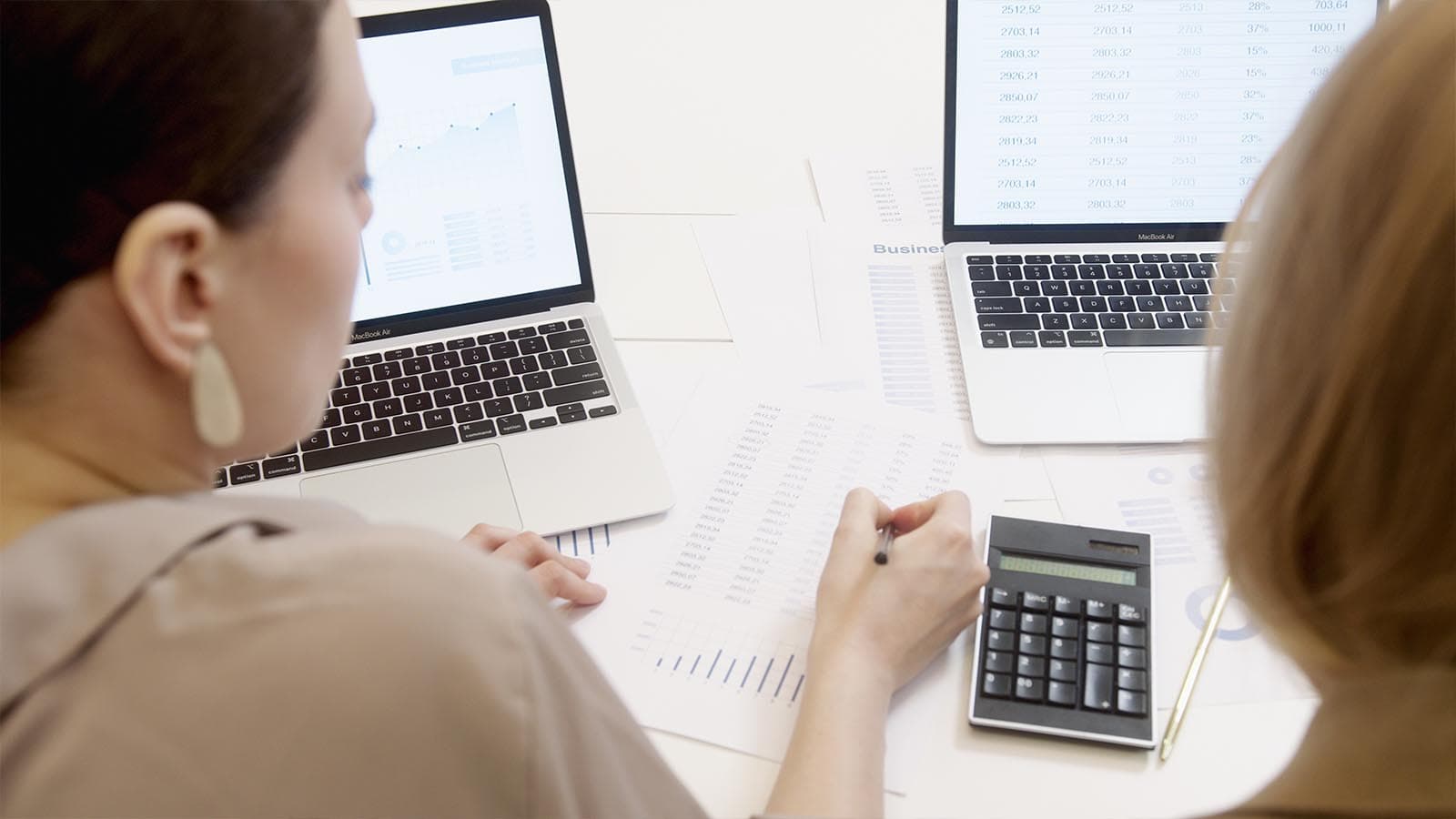 Woman working on spreadsheet