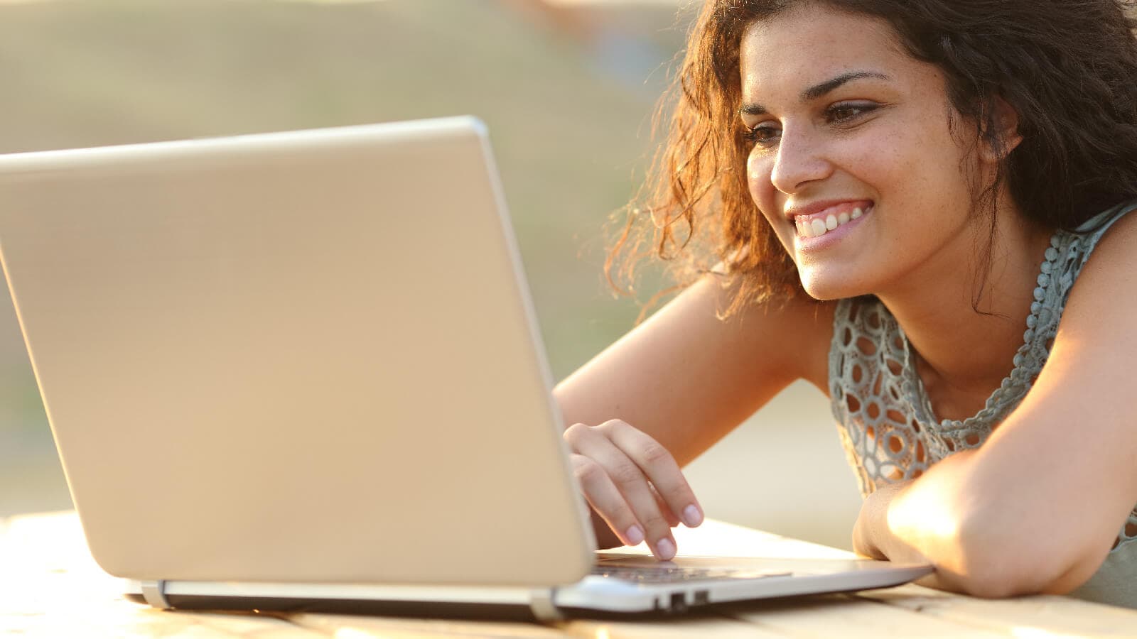 Woman looking at a computer