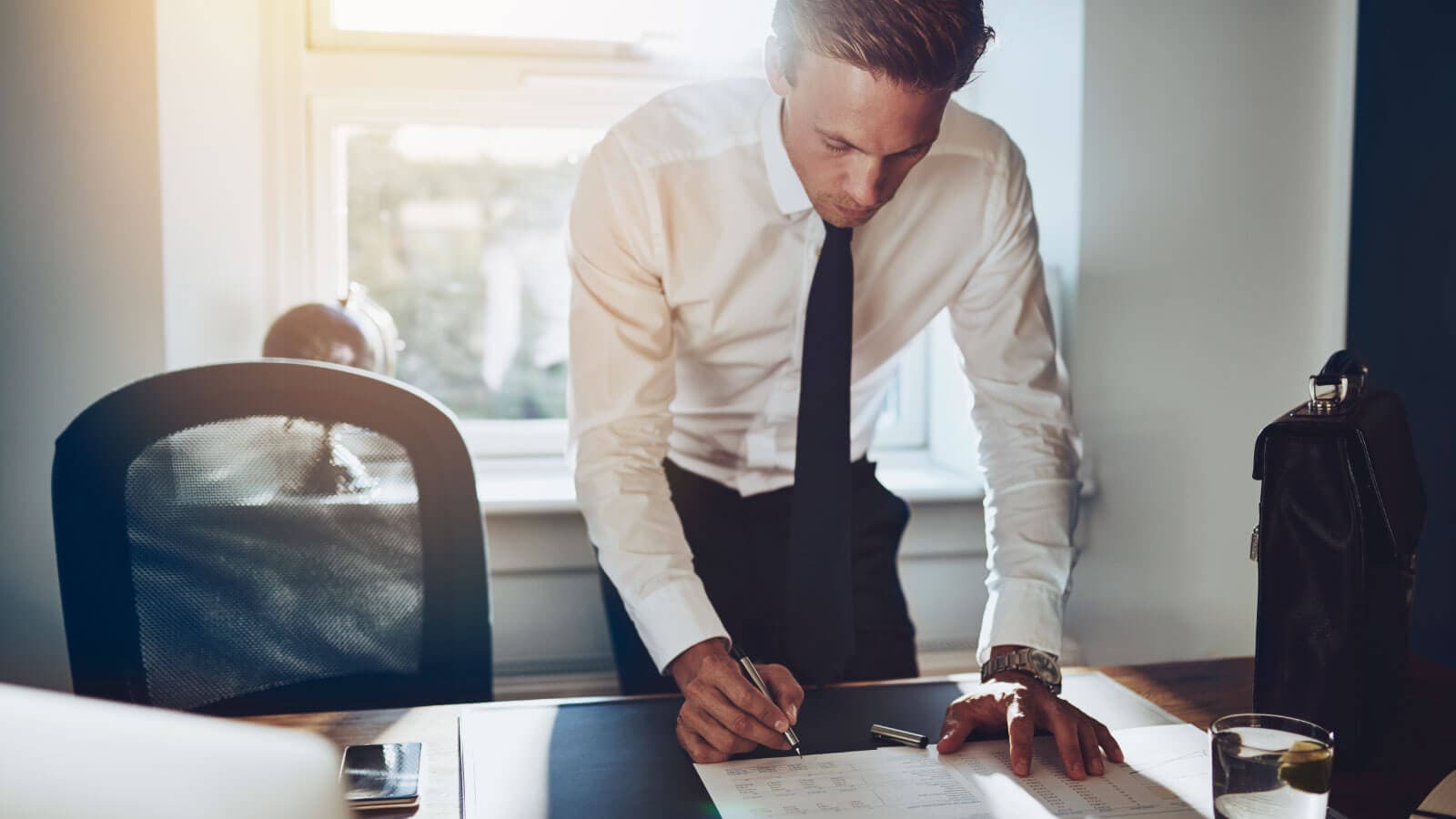 Man preparing paperwork