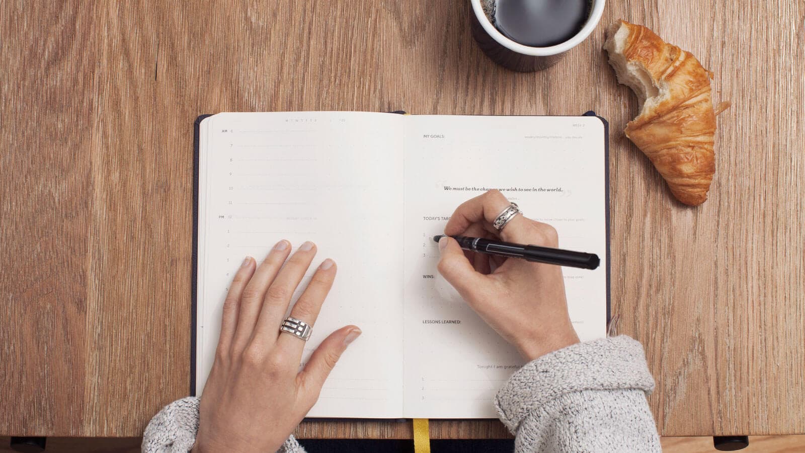 Writing in a notebook