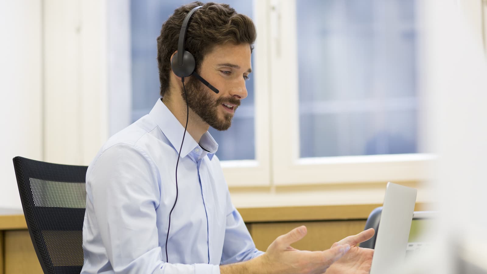 man talking into his headset