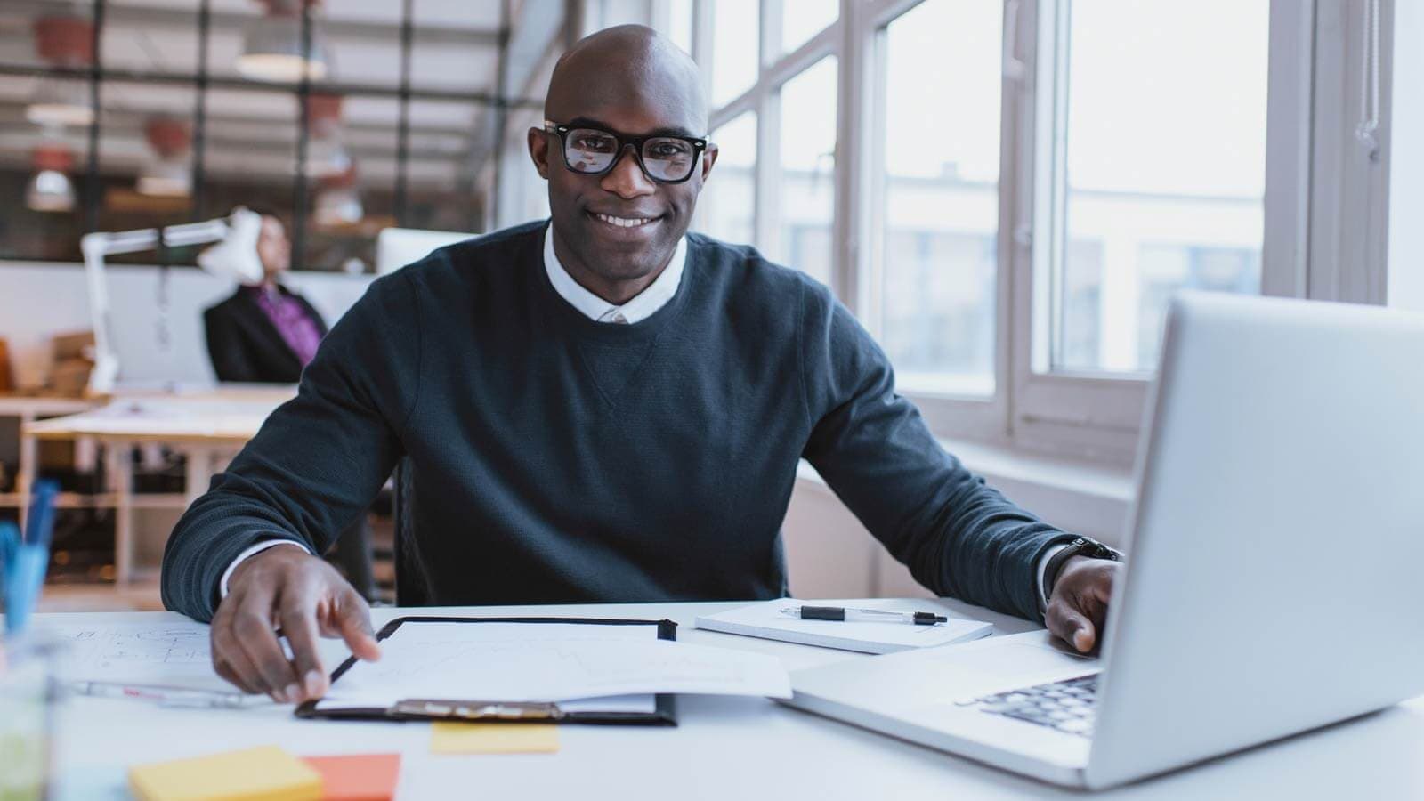 Man sitting at desk