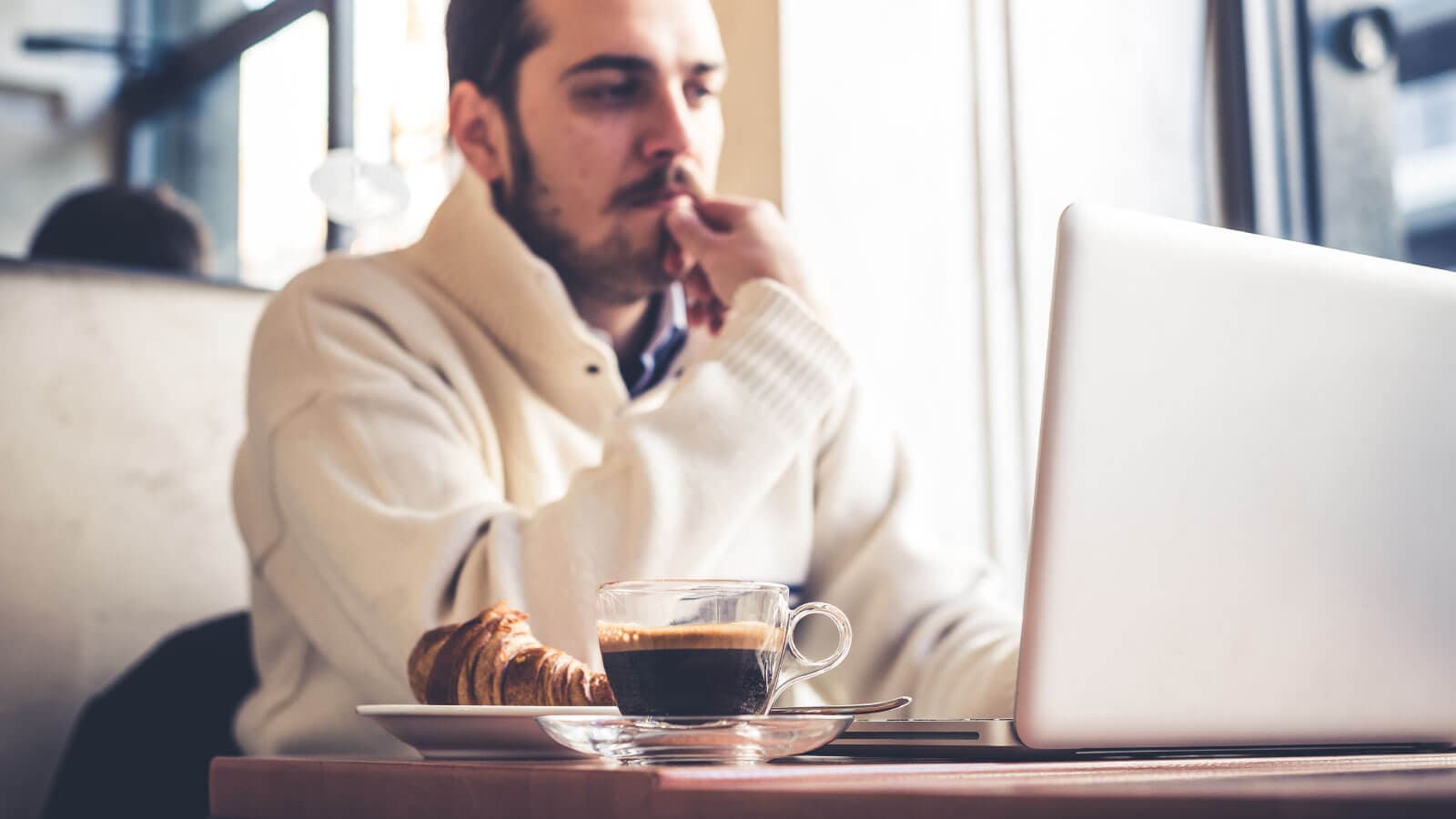 Man working at coffee shop