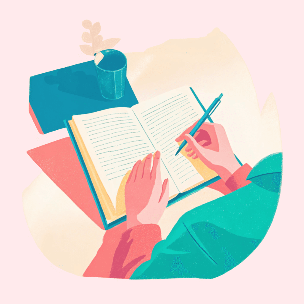 person writing in a notebook