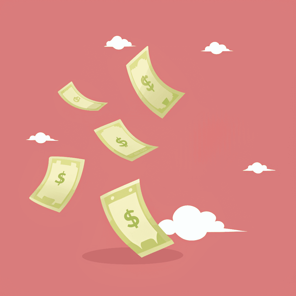 Digital image of flying money