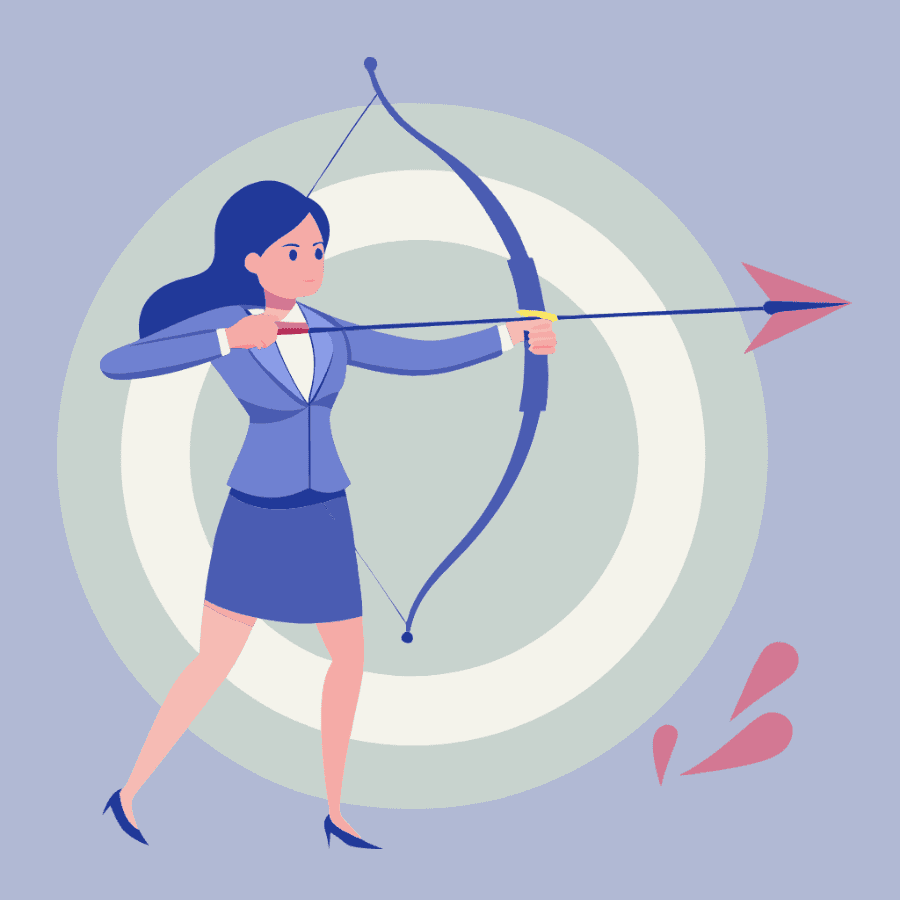 Woman pointing a bow and arrow