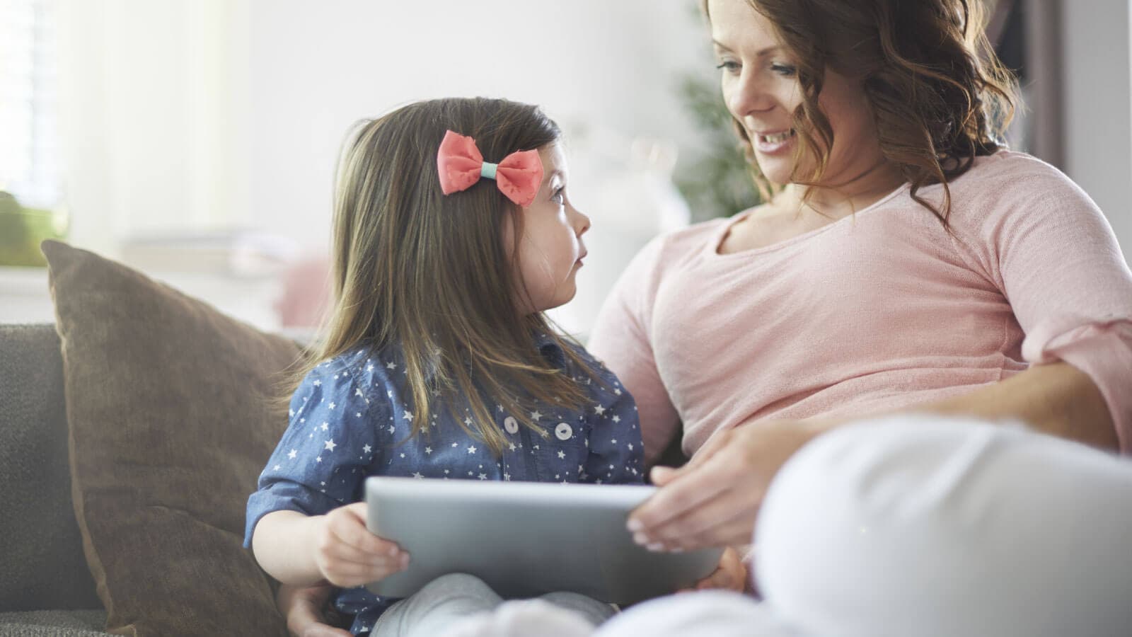Mom and daughter talking