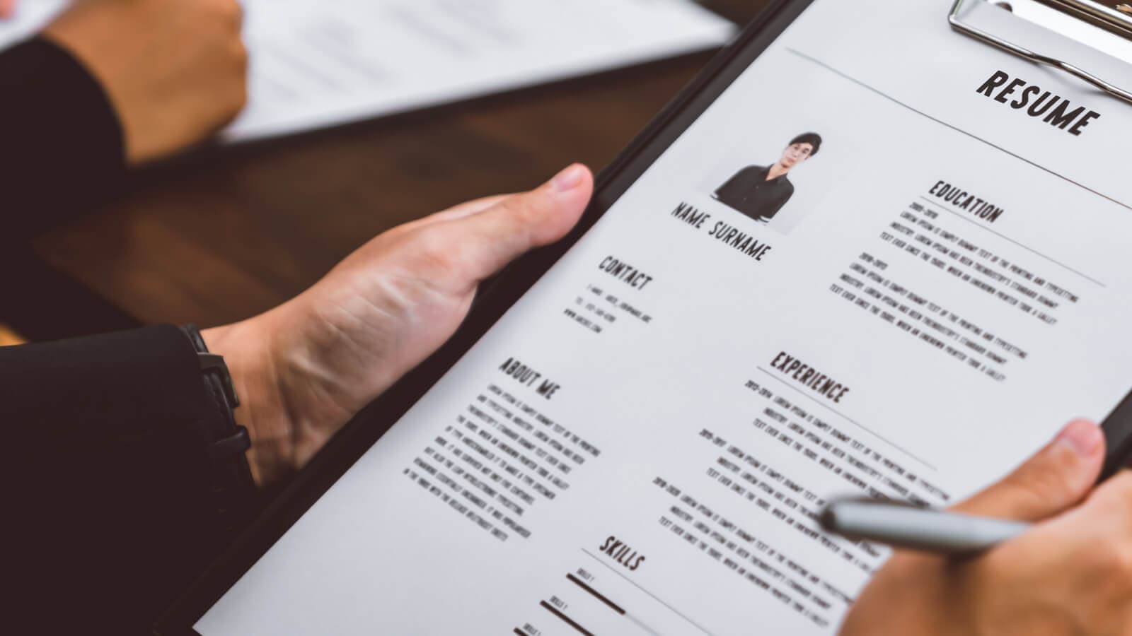 Close up of basic resume