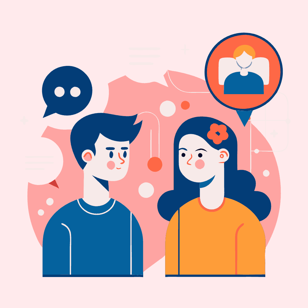 2 people talking