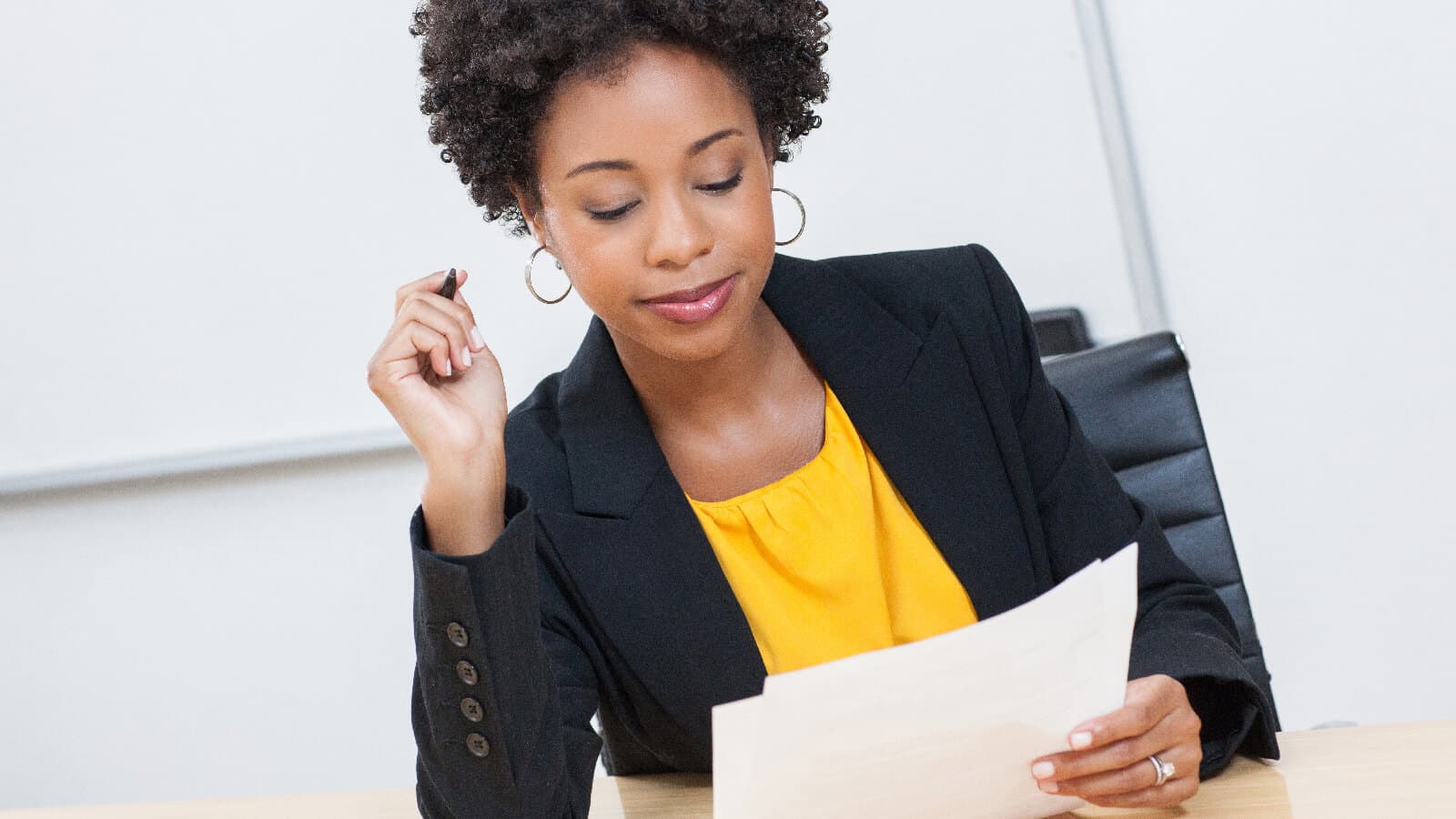Woman reviewing resume