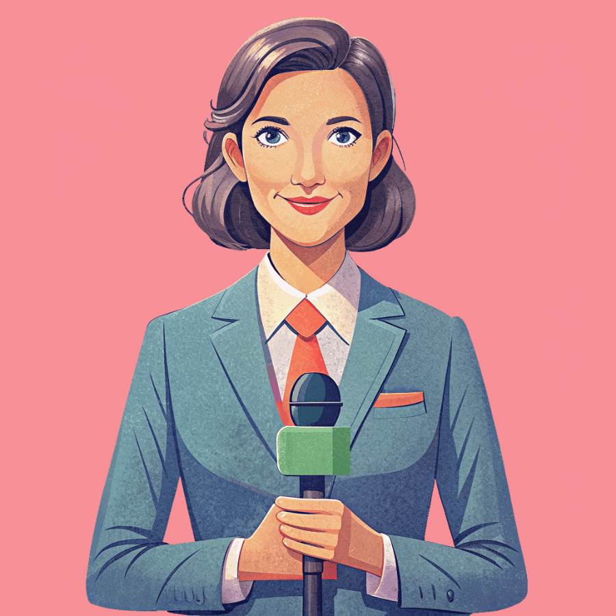 News reporter holding a microphone