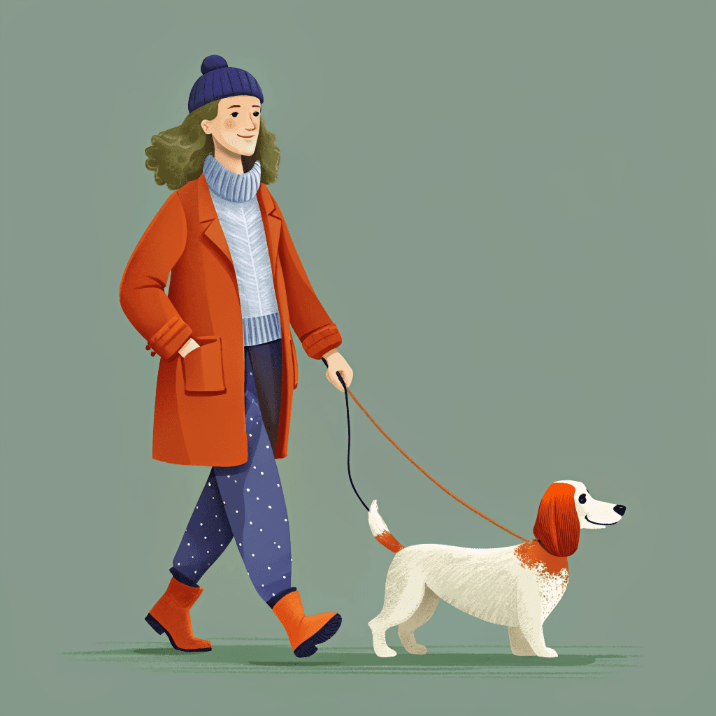 Girl walking her dog
