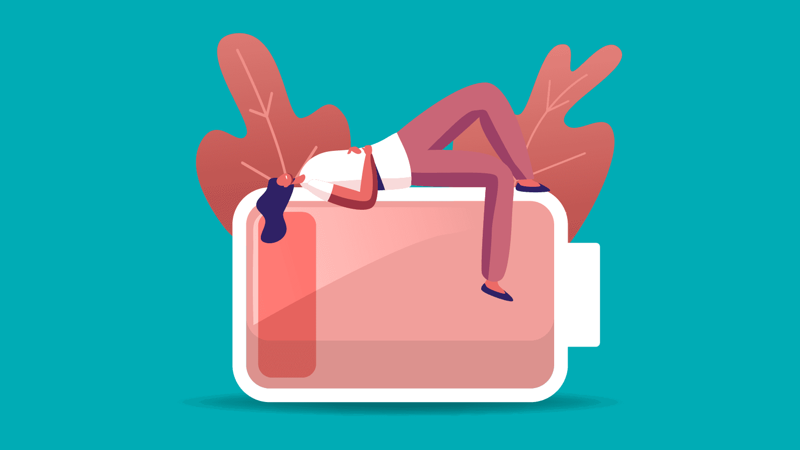 Woman experiencing burnout lying down in agony