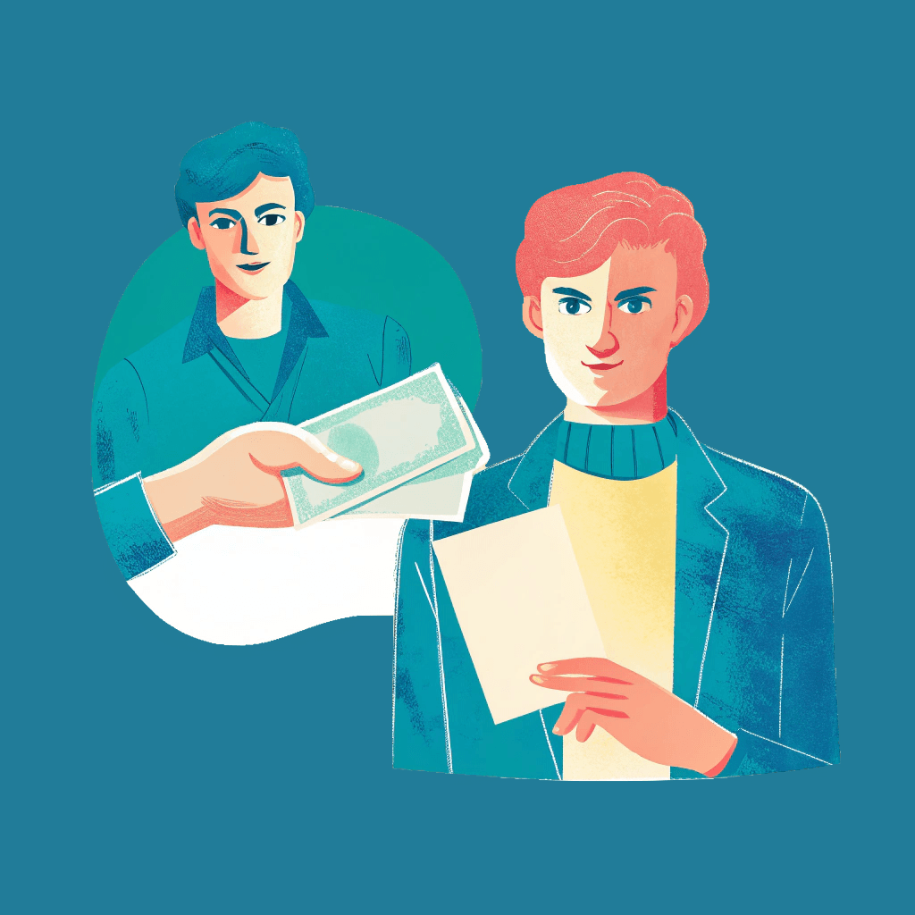 giving a person money from an envelope