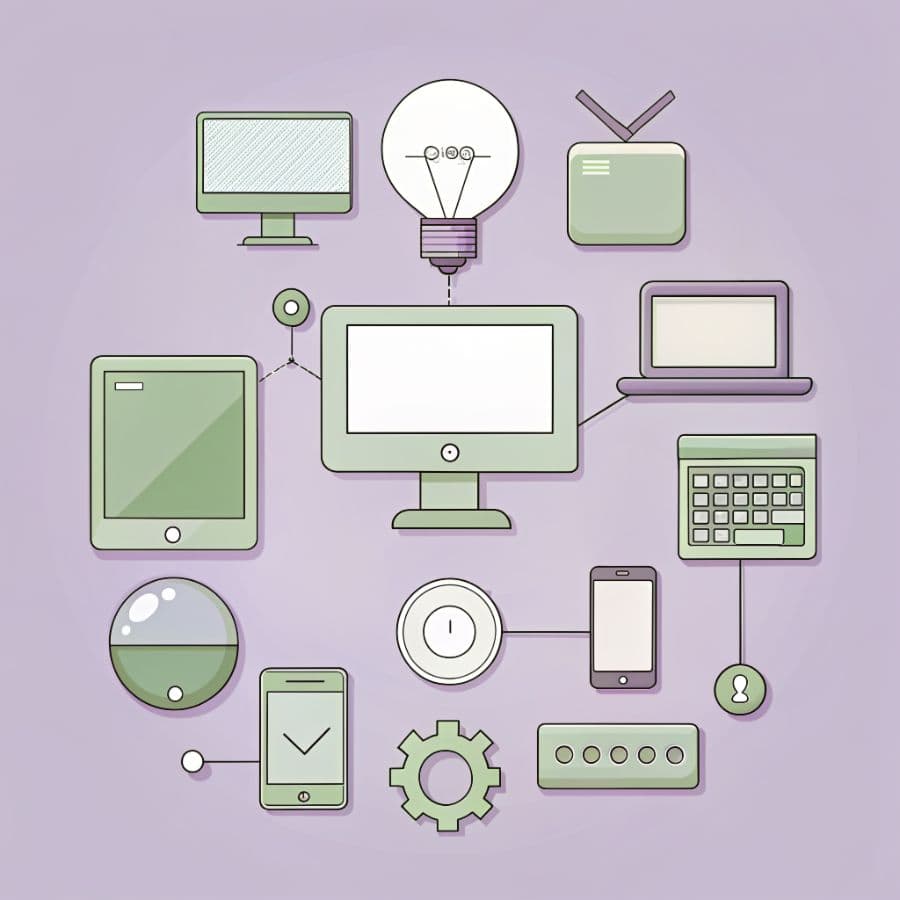 Computer surrounded by different skills