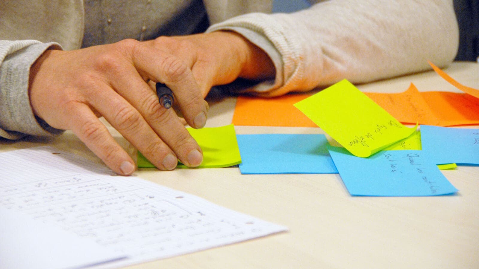 Writing on sticky notes