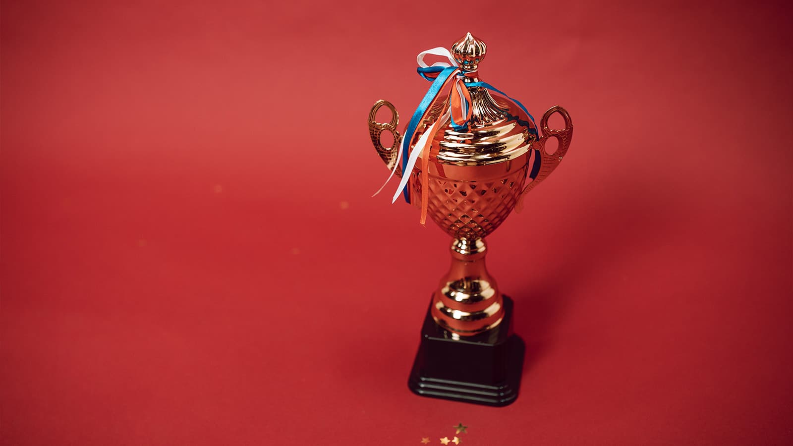 Award Trophy on Red