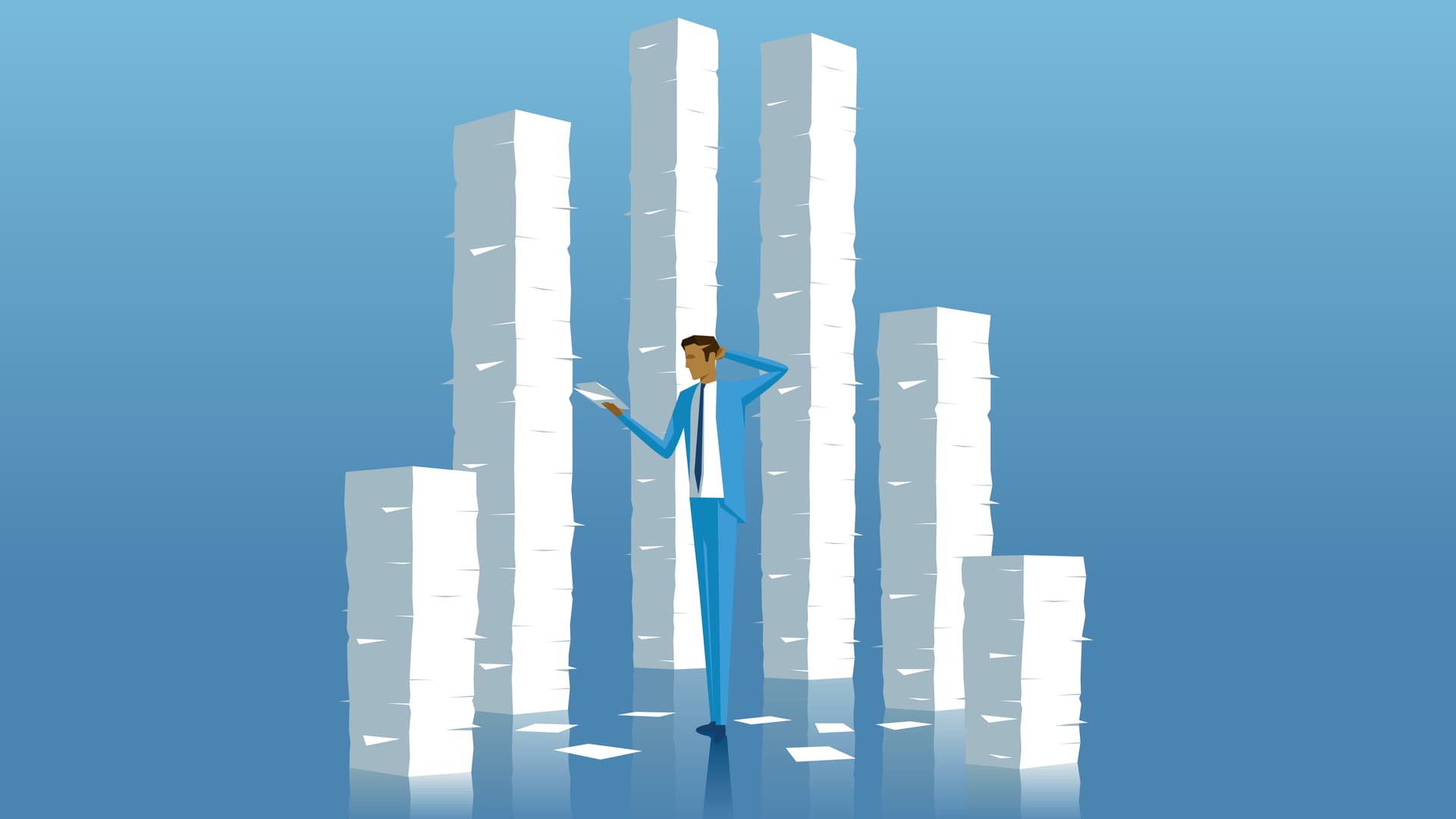Sky-high stack of papers