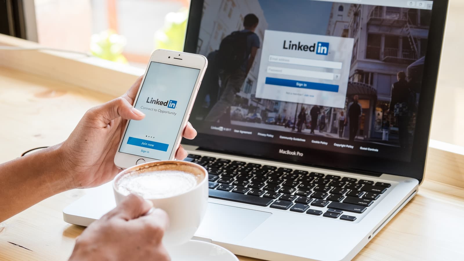 using LinkedIn on cellphone and laptop