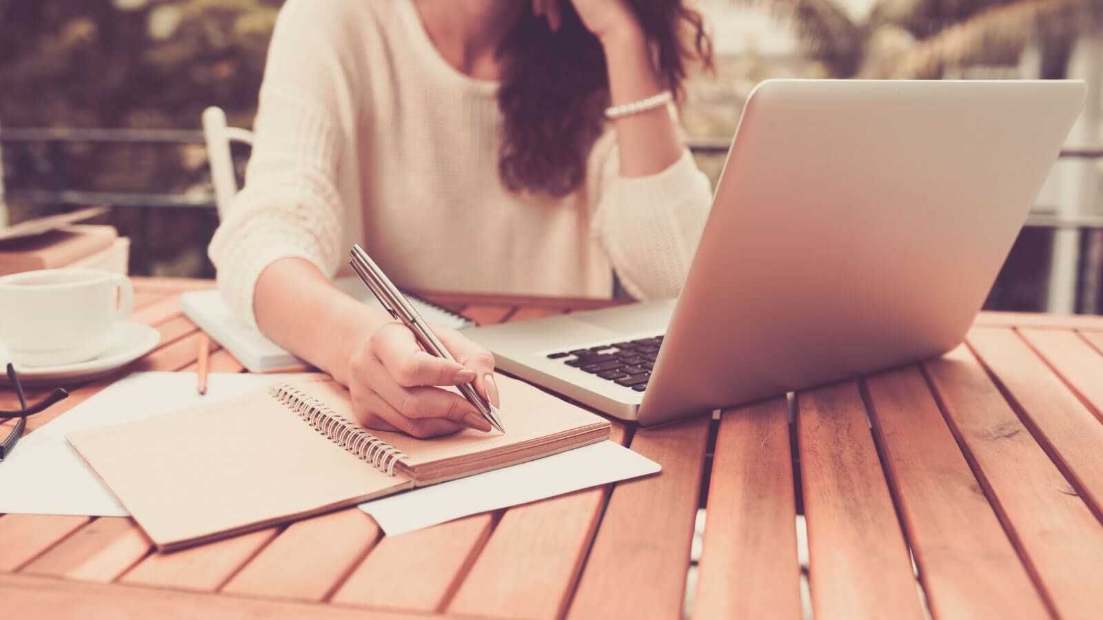 Girl working at laptop