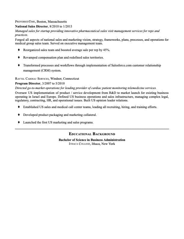 Marketing Manager resume example page 2