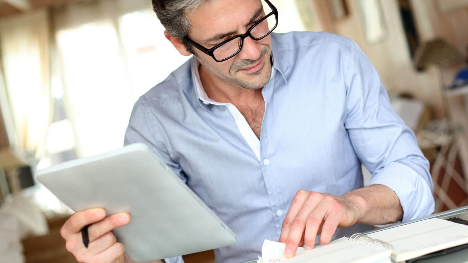 Man reviewing papers
