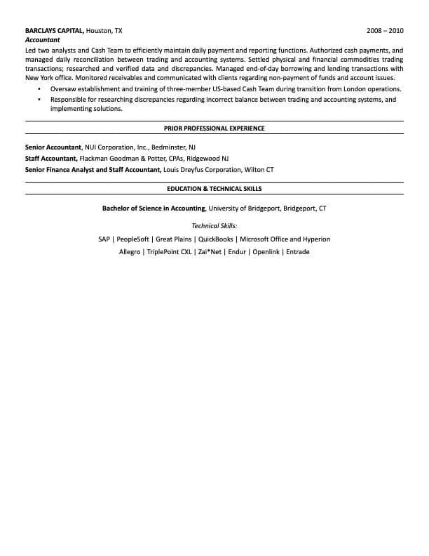 Senior Accountant resume example page 2