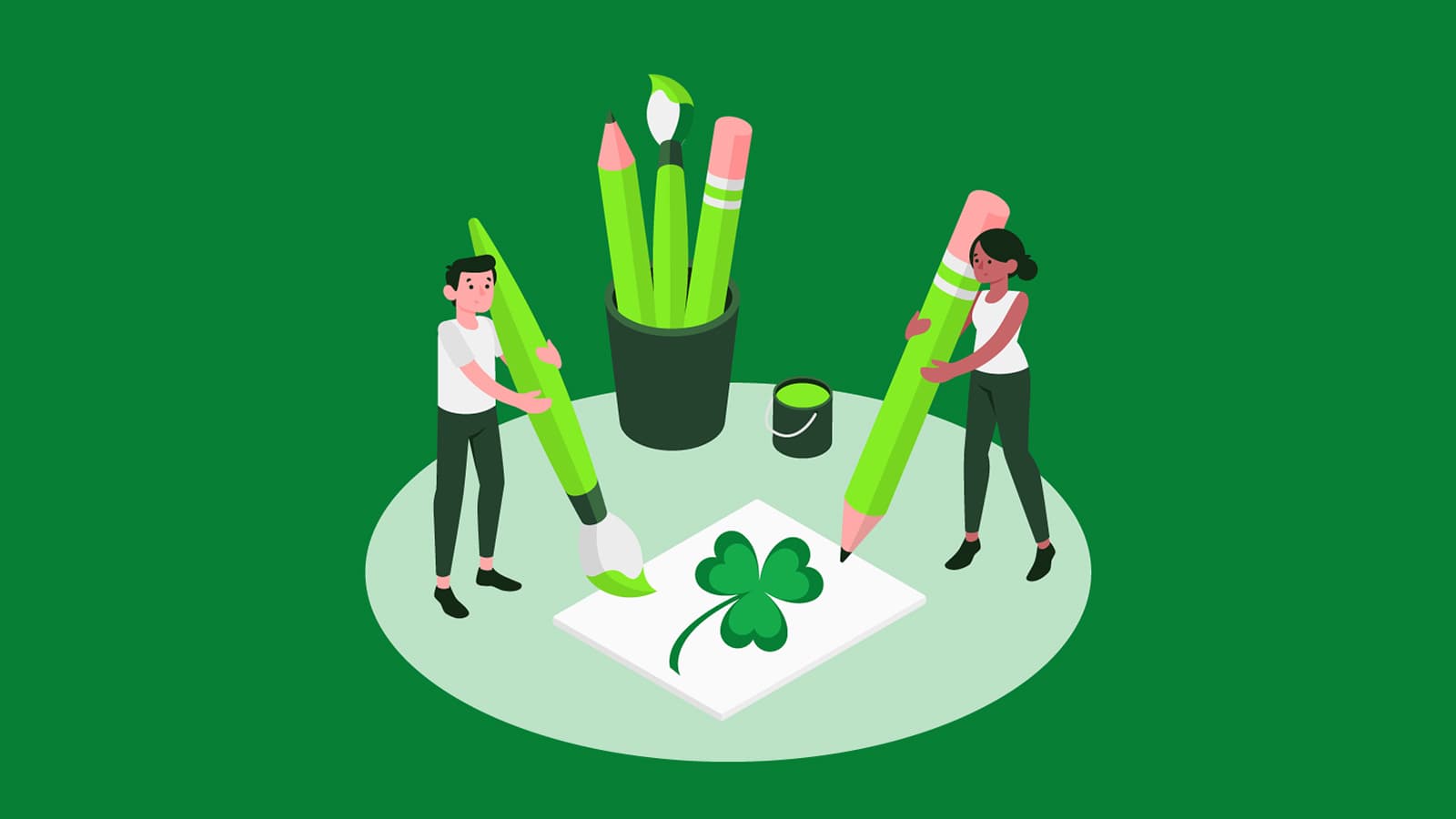 people drawing shamrocks