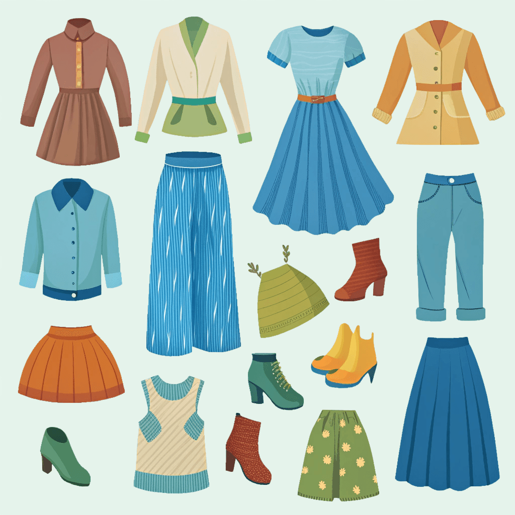 Image of different colourfull clothing items
