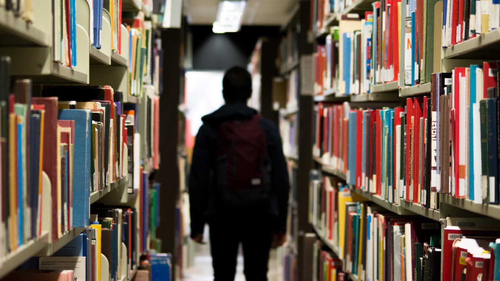 Student in library