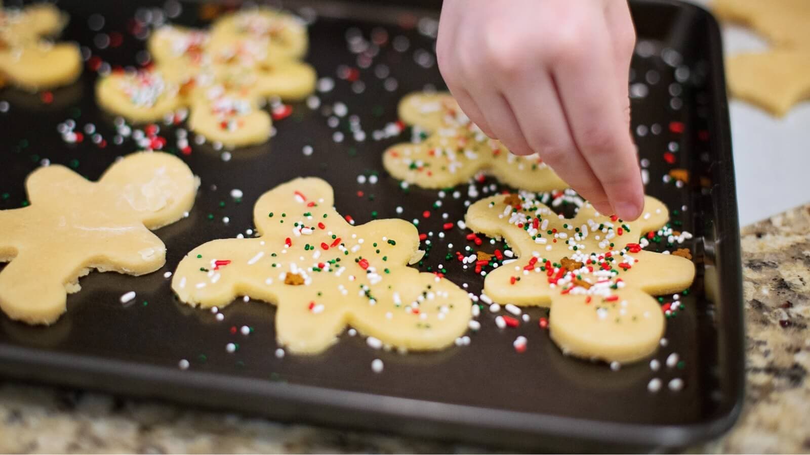 Making holiday cookies