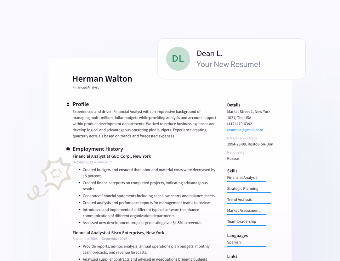 Receive your resume