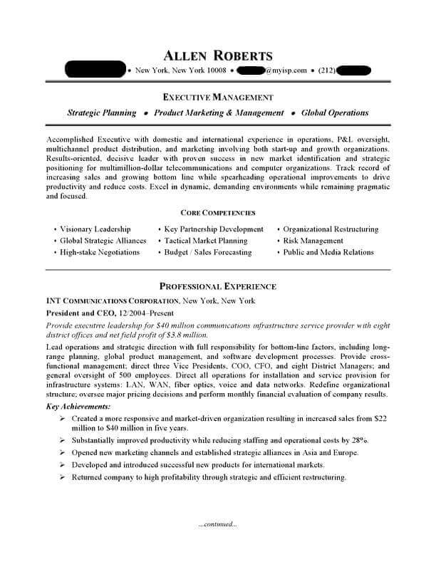 Executive Resume Samples