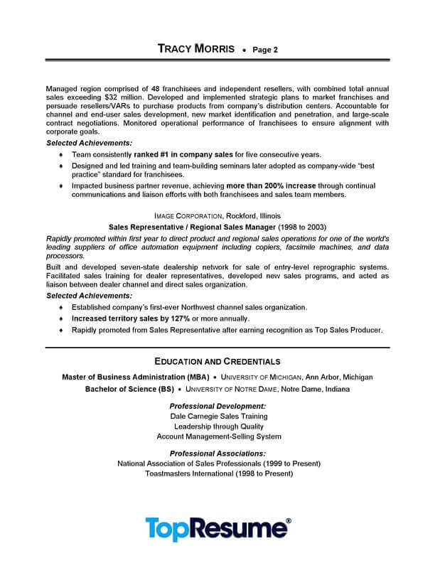 Sales Manager Resume Examples