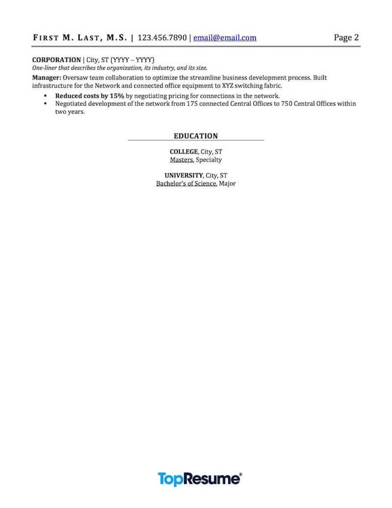 Telecommunications Resume Sample